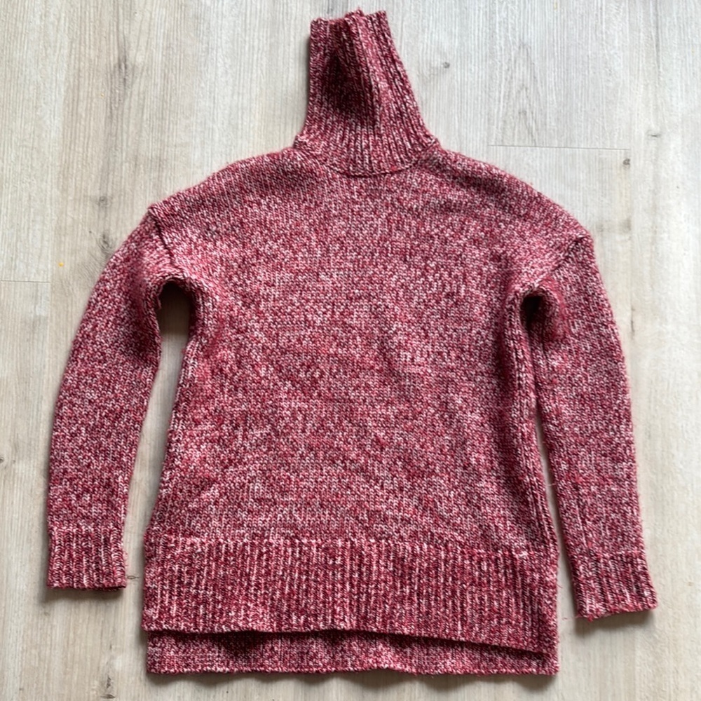 J. Crew Red Chunky Knit Turtleneck Sweater